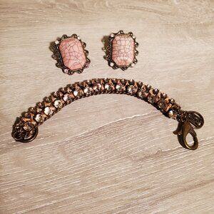 Vintage Pink earrings and bracelet set
